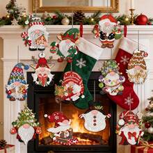 12/20pcs Holiday 5D DIY Diamond Painting Christmas Decoration Set - Vibrant Keychains With Round Diamonds, Snowflakes, Reindeer, Trees & More - Perfect For Holiday Decor And Crafting, Christmas Diamond Art, Christmas Decorations, Christmas Crafts. - A - View 3