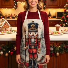 1pc Christmas Vintage Nutcracker Print Apron - Sleeveless Design, Durable And Comfortable Fit, Featuring Nutcracker With Spear Pattern, Suitable For Cooking, Baking And Home Cleaning, Household Cleaning, Housework Apron, Hand-Painted Handmade Gardening Apron, Fun Holiday Gift - Multicolor - View 5