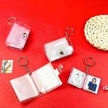 2pcs/4pcs 1 Inch Shiny White Mini Photo Album Keychain, Women's Novelty Keyring, Simple Insertable ID Card Holder, Suitable For Home, Party, Wedding And Birthday - Plastic Photo Album With Stainless Steel Lobster Clasp And Iron Key Ring, Colorful Inner Pages For Scrapbooking, Baby Shower, Commemorative Gift - Various - View 7