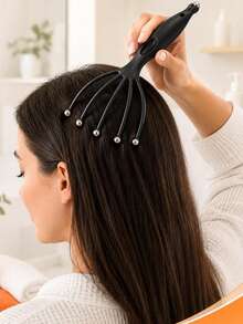 2pcs Head Massager, Portable Handheld SPA Scalp Massage Tool, Suitable For Deep Relaxation And Stress Relief, Can Be Used In Office And Home SPA Areas - Black - View 4