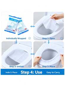 50/30/10pcs Disposable Toilet Seat Covers, Individually Wrapped, Portable Travel & Business Use, Suitable For Public Restrooms, Airplanes, Camping, Home Use - White - View 5