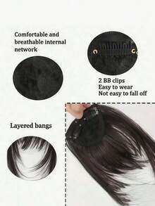 Women's Clip-In Lightweight French Bangs With Sideburns, Natural Seamless Hair Fringe Extension - Multicolor - View 5