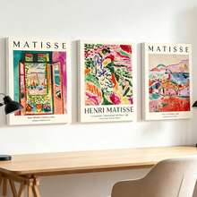 3pcs Matisse Vintage Abstract Oil Painting Wall Decor, Optional Framed Matisse Exhibition Art Poster, Matisse Wall Decor, Matisse "Window", Matisse "Corridor", Matisse "Garden", Wall Decor, Unframed, Birthday Graduation Gift - Multicolor - View 7
