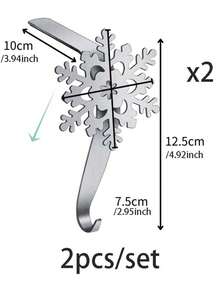 2pcs Snowflake Christmas Stocking Hooks/Metal Stocking Holder With Weighted Base, Suitable For Fireplace/Mantel Christmas Stocking Hooks (Silver) - Hook Up - View 12