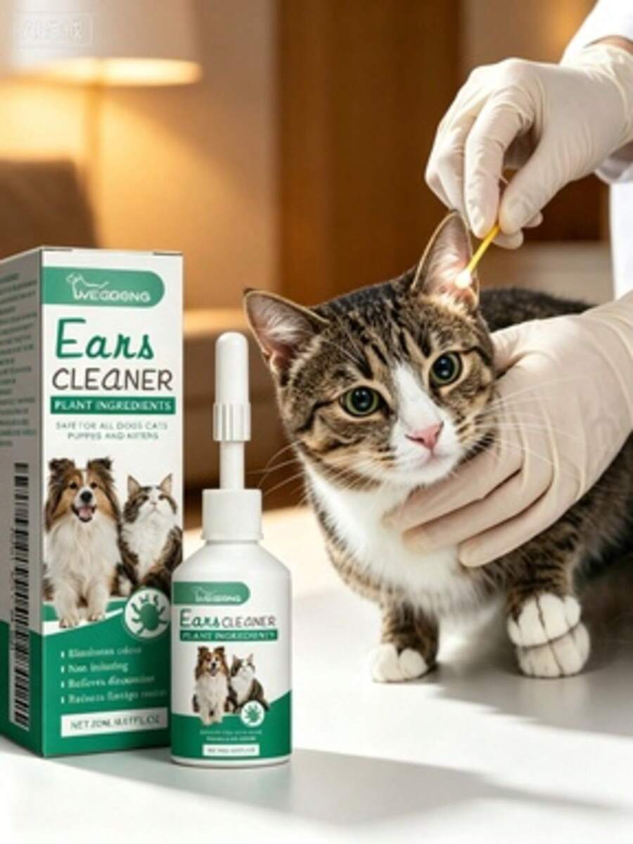 Yegbong Pet Ear Drops, Universal For Cats And Dogs, Ear Canal Cleansing, Ear Mite Removal, Deodorizing, Itch Relief, Ear Cleaning Solution, Keeps Pets' Ears Fresh And Comfortable