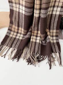 1pc Plaid Casual Polyester Scarf For Autumn/Winter - 5#Coffee - View 4