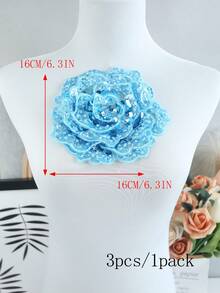 1pc Multi-Color Handmade Embroidered 6-Layer 3D Raised Crystal Rose Flower Patch With Beads, Suitable For Clothing Accessories, DIY Apparel, Wedding Dress Decoration - Multicolor - View 47