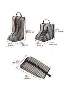 1pc Houndstooth Shoe & Boot Storage Bag In 3 Sizes, Non-Woven Fabric & PVC Material, Dustproof Zipper Organizer With Transparent Window & Handle For Tall Boots, Ankle Boots, Heels & Sneakers, Space-Saving Living Room Home Decor For Closet & Entryway - Multicolor - View 5