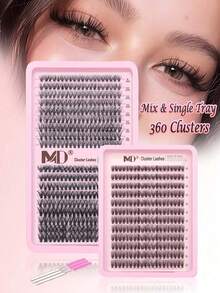 رموش صناعية عنقودية مختلطة في صينية واحدة 30 40D 50D 80D، رموش منفوشة بتجعيد D-Curl، إكستنشن رموش فردي DIY - D - مشاهدة 1