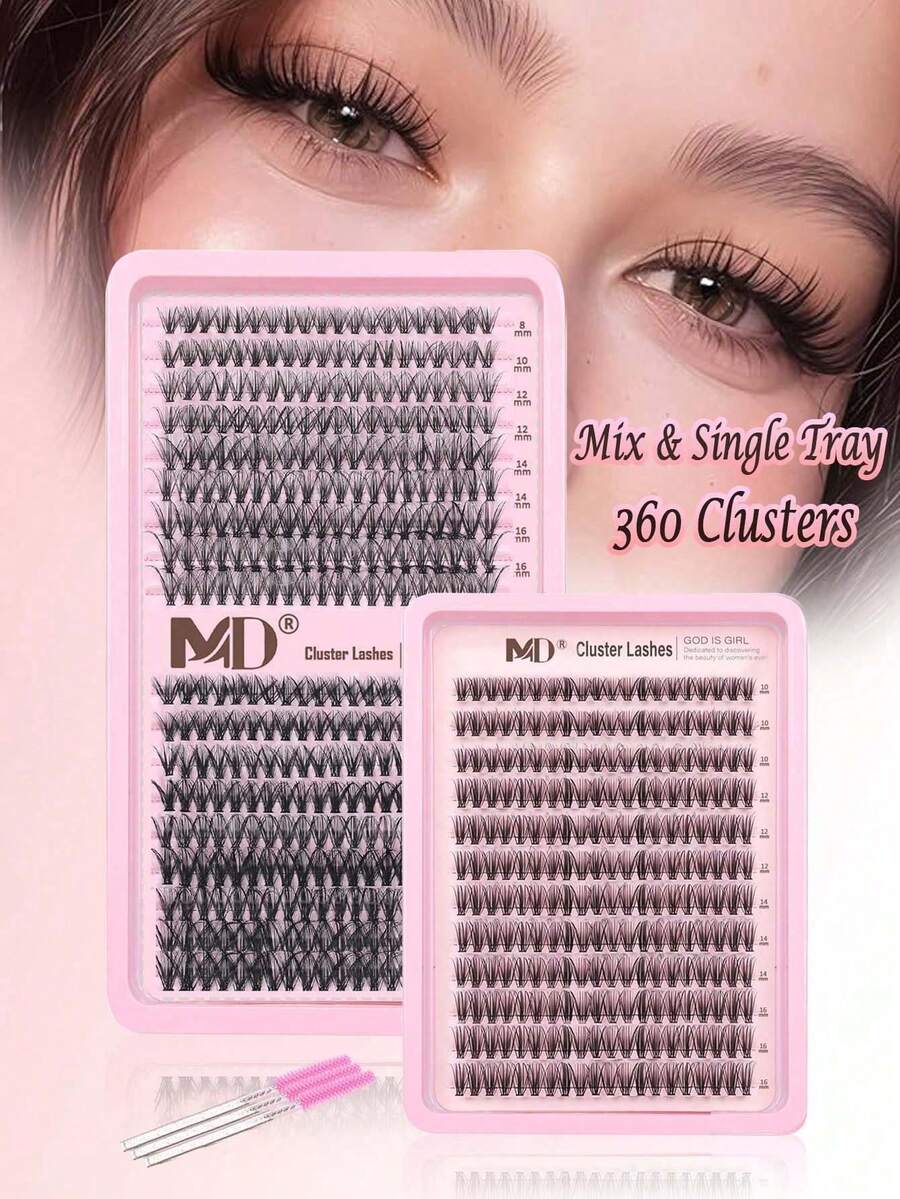 رموش صناعية عنقودية مختلطة في صينية واحدة 30 40D 50D 80D، رموش منفوشة بتجعيد D-Curl، إكستنشن رموش فردي DIY - D - مشاهدة 1