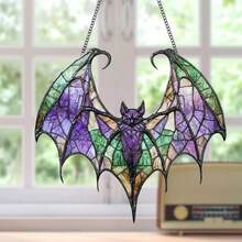 Suitable For Four Seasons, 1pc Modern Acrylic Bat Sun Catcher _ Spooky Window Hanging, Multi-Functional Halloween Decoration, Scary Decor, Perfect For Housewarming Gift Home - A - View 5