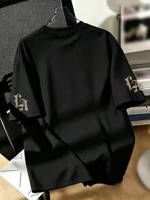 [男士大尺碼衍生款]Zrgoth 男士休閒百搭極簡印花短袖T恤 - 黑色 - 查看 5