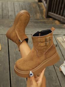 New Autumn/Winter Snow Boots Warm Boots All-Season Wear Fashion Minimalist Ankle Boots Slouch Boots Warm Fashion Versatile Elegant Commute Khaki Boots Black Boots - Camel - View 2