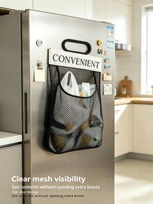 1pc Wall-Mounted Plastic Bag Holder, Large Capacity Kitchen Trash Bag Storage Rack, Self-Adhesive Shopping Bag Organizer, Suitable For Kitchen Cabinet Doors, Space-Saving Home Storage Accessory, Kitchen Organization - Multicolor - View 5