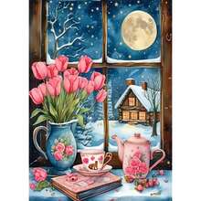 1PC DIY 5D Diamond Painting Kit Tulip Pattern - Round Full Diamond Art Mosaic Craft, Home Wall Decor, Unframed - No Frame - View 9