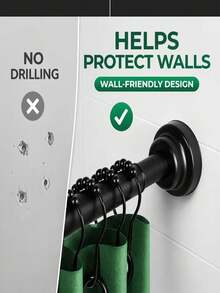 No-Drill Telescopic Rod, Heavy-Duty Shower Curtain Rod, Thickened Tension Rod, Super Strong Load-Bearing Spring Rod, Heavy-Duty Drying Rack, Wardrobe Support Rod, Suitable For Cabinets, Bathrooms, Balconies, Laundry Rooms, Home Decor > Kitchen & Bath > Home Improvement Bath & Plumbing > Bath Hardware & Installation > Shower Curtain Rod - D8 - View 9