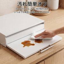 二段式 スライド式引き出し式キッチン棚 - カーボン製 省スペース収納ラック 天板付き 電子レンジ・事務機器・電子レンジ棚に最適 てこ式メカニズム 省スペース設計 小さなキッチン向け - ホワイト - チェックする 8