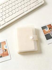1pc/2pcs 1-Pocket Ins Style Minimalist Matte Macaron Color Snap Button Card Album, 3-Inch Idol Photo Card Portable Storage Album, Multi-Functional Storage Album, Jewelry Storage, Sticker Storage - 3-inch - View 10