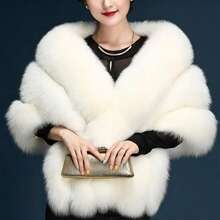 1pc New Fashion Versatile Faux Fox Fur Shawl, Bridal Wedding Dress Shawl, Solid Color Faux Fur, Suitable For Daily Wear - White - View 4