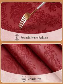1pc Water-Resistant Rectangular Multi-Size Jacquard Tablecloth, Pattern Luxury Texture Exquisite Jacquard Tablecloth, Washable Polyester Decorative Tablecloth, Suitable For Various Dining Occasions, Holidays Or Formal Events - Burgundy - View 5