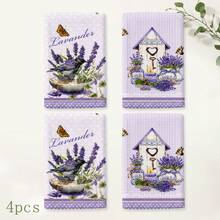2/4/6/8PCS Lavender Kitchen Towels Set, Vintage French Provence Floral Print Dish Towels,Soft Absorbent Hand Towels With Purple Lavender Flower Design, Farmhouse KitchenDecor, Tea Towels For Home, Holiday Gift - Multicolor - View 15