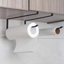 Metal Wall-Mounted Paper Towel Holder, Drill-Free Multi-Function Kitchen Storage Rack, Space-Saving Kitchen Organizer, Can Store Paper Towels, Plastic Wrap, Aluminum Foil And Tea Towels, Easy To Install, Practical Kitchen Home Gift - A - View 14