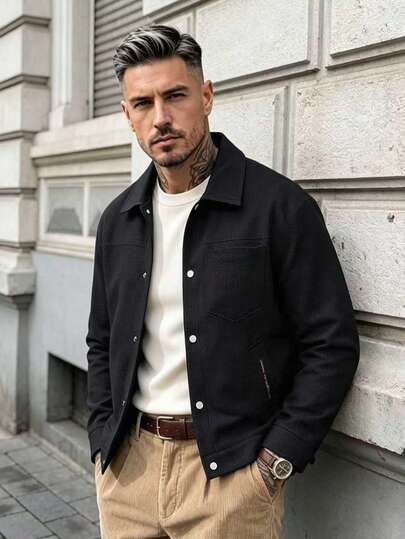 Men's Solid Color Spring/Autumn Casual Fashion Long Sleeve Jacket