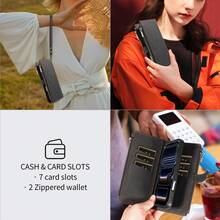 eaacaa A Retro Flip Phone Case With Multiple SIM Card Slots And A Dual Coin Pocket Compatible With Apple 17e/17ProMax/16ProMax/16Pro/16Plus/15ProMax/15plus/13ProMax/13Pro/14ProMax/14Pro/A26/A36/A56, A5, And G06. It Features A Wallet Function, A Wrist Strap, A Stand, Anti-Demagnetization, And Is Drop-Proof And Theft-Proof. - Black - View 11