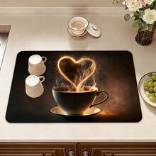 Kitchen Dish Drying Mat, Dining Table Mat, Coffee Machine Mat, Absorbent Countertop Mat, Bathroom Countertop Mat, 3.6mm Thickness - Tea Cup - View 5
