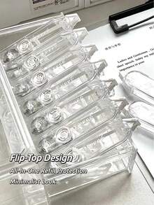 5pcs Transparent Design Modern Tone White Pull-Out Correction Tape, Quick Dry Instant Correction, School Office Supplies Easy To Use, Ins Style Popular Gradient Silent Smooth - A27 Correction Tapes - View 2