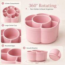 1pc 360° Rotating Pen Holder Storage Box, Cosmetic Organizer, Office Supplies Desktop Storage, Large Capacity Multi-Function Pen Holder, Lipstick Storage Box, Makeup Brush Holder, College Dorm Essentials, Vanity Accessories, Room Decor - Multicolor - View 9