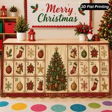 1pc Christmas Countdown Calendar Tree Table Skirt, Suitable For Home Kitchen Christmas Decoration, Family Gathering, Holiday Christmas Decoration - A - View 3