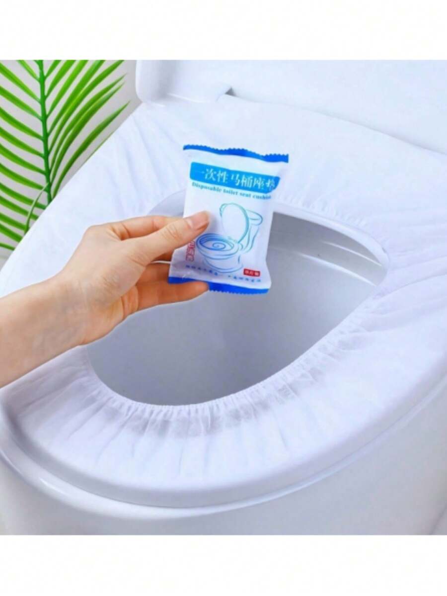 50/30/10pcs Disposable Toilet Seat Covers, Individually Wrapped, Portable Travel & Business Use, Suitable For Public Restrooms, Airplanes, Camping, Home Use - White - View 1