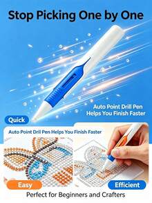 1pc Automatic Diamond Painting Pen, Comfortable Grip, Quick Pickup And Release, Ergonomic Non-Slip Handle Design, Ideal Tool For DIY Diamond Painting Crafts, Diamond Art Tool, Suitable For Canvas, Cards, Nail Art DIY - A - View 9