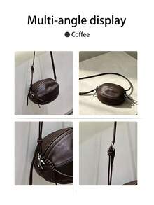 2026 New Niche Premium Top Grain Cowhide Leather Football Bag, Personalized Fashion Minimalist Small Round Bag, Versatile Commuter Large Capacity Shoulder Crossbody Bag PU - Multicolor - View 9