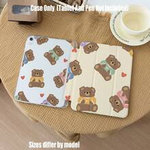 Bear Pattern Tablet Protective Case, Tri-Fold High Transparency Acrylic With Pen Slot Protective Case. Tablet Protective Case Features: Tri-Fold Stand Design, Smart Sleep/Wake, Full Coverage Protection, Skin-Friendly Frame Material, Airbag Shockproof Frame, Multi-Angle Stand, Built-In Pen Slot, Precise Cutouts, Lightweight And Portable. Compatible With IPad Mini4/5 (7.9 Inch), Mini6/7 (8.3 Inch); Air1/2/3 - Multicolor - View 2