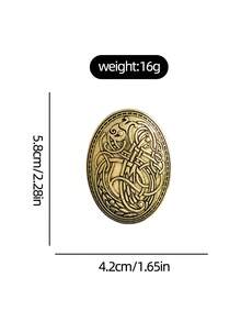 1pc Vintage Oval Brooch With Classical Pattern, Distressed Craftsmanship, Delicate Twisted Floral Design With Exotic Atmosphere, Thick Texture, Fabric-Friendly, Versatile For Various Outfits, Unique And Distinctive, Suitable For Collection Or As A Special Commemorative Gift - Bronze - View 4