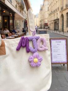 客製化鑰匙圈、姓名吊牌、鉤針字母與汽車鑰匙圈－個性化禮物，適合包包吊飾、生日或萬聖節 - 彩色 - 查看 4