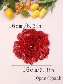 1pc Multi-Color Handmade Embroidered 6-Layer 3D Raised Crystal Rose Flower Patch With Beads, Suitable For Clothing Accessories, DIY Apparel, Wedding Dress Decoration - Multicolor - View 43