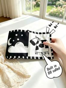 1pc High Contrast Cloth Book, Suitable For Baby Boys And Girls, Built-In BB Sound, Black And White Enlightenment Cloth Book, Perfect As Newborn Gift - Multicolor - View 4