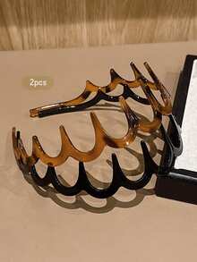 2pcs Popular Hair Headbands With Teeth Non-Slip Hair Clips Suitable For Daily Use Hair Accessories - Multicolor - View 6