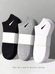 6/9/15 Pairs Unisex Socks, Sports Socks, White/Black/Grey Short Socks, Invisible Socks, Solid Color Minimalist Fashion, Suitable For Daily Casual Wear - Multicolor - View 1