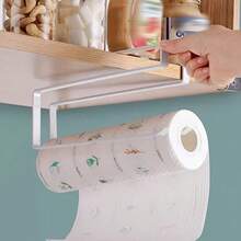Metal Wall-Mounted Paper Towel Holder, Drill-Free Multi-Function Kitchen Storage Rack, Space-Saving Kitchen Organizer, Can Store Paper Towels, Plastic Wrap, Aluminum Foil And Tea Towels, Easy To Install, Practical Kitchen Home Gift - A - View 2