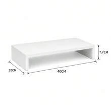 1pc White Monitor Stand, Desktop Computer Screen Riser & Laptop Stand, Office Desk Storage Organizer, Monitor Shelf With Keyboard Storage Space, Space-Saving Desktop Organizer, Suitable For Home Office, Study And Dorm - Multicolor - View 7