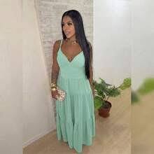 Women's Duna Ruffled Maxi Dress With Built-In Bra - Elegance, Lightness And Perfect Drape. - 查看 1