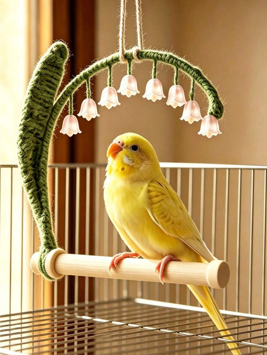 Climbing Ladder Bird Toy, Bird Cage Swing Perch Swing Bird Cage Perch Bird Perch Bird Swing Toy, Suitable For Lovebirds, Small Sun Conure, Parrot Exercise And Decoration, Indoor Bird Cage Accessories - Round - View 1