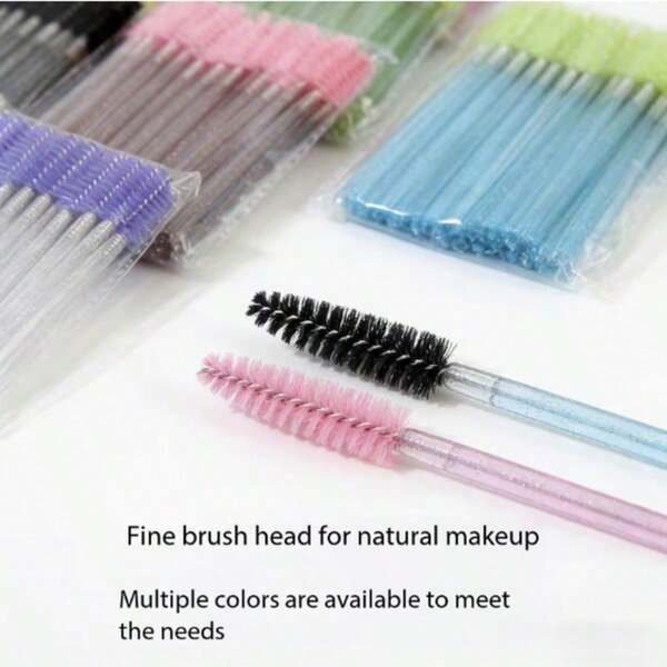 50pcs Reusable Eyelash Brushes, Multi-Color Mascara Wands, Suitable For Eyelash Extensions And Eyebrow Shaping, Back-To-School Supplies, College Dorm Essentials, Portable Travel Makeup Tools