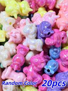 10/20/60PCS Unicorn Beads For DIY Jewelry Making, UV Plated Acrylic Spacer Beads With 3mm Hole, Suitable For DIY Bracelets, Necklaces, Beaded Pens And Handmade Accessories - Multicolor - View 9