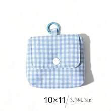 1pc Simple And Portable Fabric Checkered Zero Wallet Earphone Coin Storage Bag Candy Series Mini Aunt Towel Small Bag Sanitary Towel Storage Bag - Multicolor - View 5