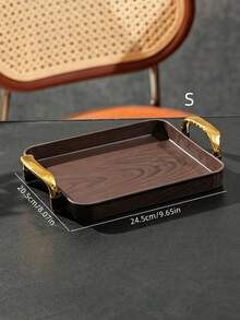 Walnut Wood Grain Tray, Thickened PET Rectangular Tray With Handles, Plastic Storage Tray, Suitable For Tea Cups, Water Cups, Snacks, Fruits, Dried Fruits, Candy Storage - Wood Grain - View 15